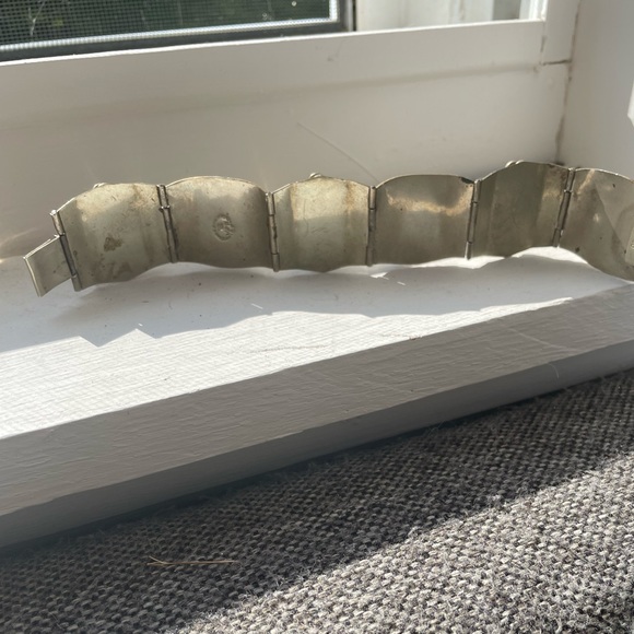 Vintage Sterling Silver Hecho En Mexico Aztec Mask Carved Onyx Panel B… - Picture 12 of 12